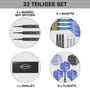 Josh Rock Brass Softdarts Set mit 3 Barrels und Dartspitzen, 9 Schäften, 1 Darttasche und 9 Flights