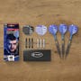 Josh Rock Brass Soft Tip Darts Set presented on a wooden table top