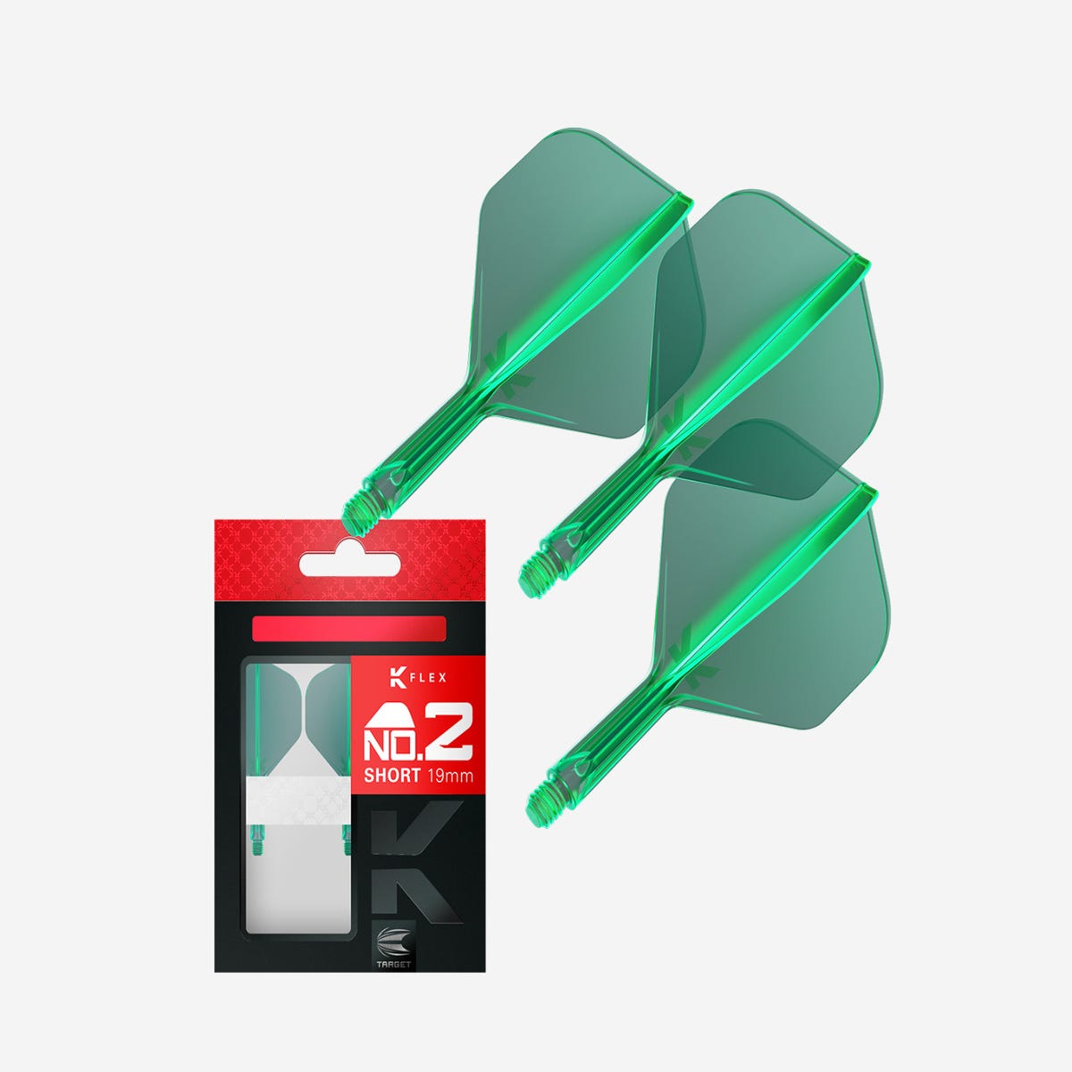 Target Darts K-Flex flight and shaft system in Green, short,. no.2 