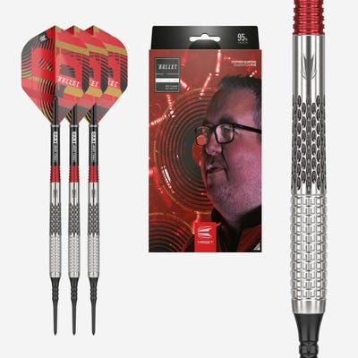 Stephen Bunting G5 Soft Tip Darts Set with box and barrel close up