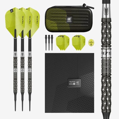 Target Darts 975 11 97.5% Tungsten Soft Tip Darts Set Box Contents - Main Image